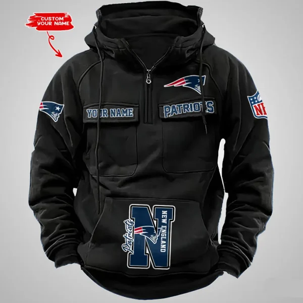 New England Patriots Half Zipper Men's Tactical Hoodies AZVMHD660 - Image 2