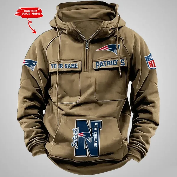 New England Patriots Half Zipper Men's Tactical Hoodies AZVMHD660 - Image 4