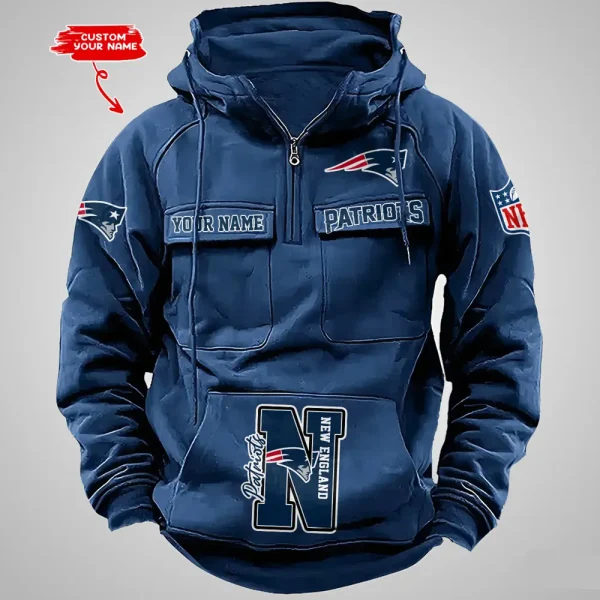 New England Patriots Half Zipper Men's Tactical Hoodies AZVMHD660