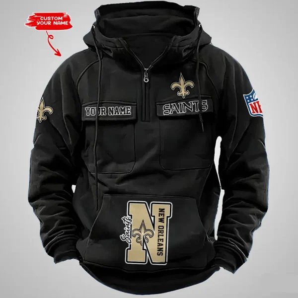 New Orleans Saints Half Zipper Men's Tactical Hoodies AZVMHD661 - Image 2