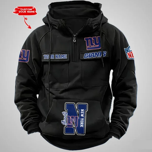 New York Giants Half Zipper Men's Tactical Hoodies AZVMHD662