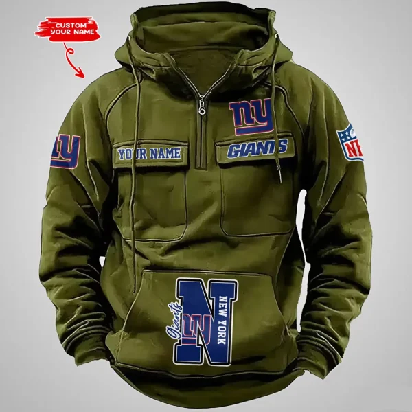 New York Giants Half Zipper Men's Tactical Hoodies AZVMHD662 - Image 2