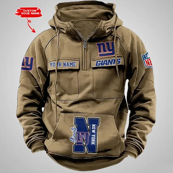 New York Giants Half Zipper Men's Tactical Hoodies AZVMHD662 - Image 3