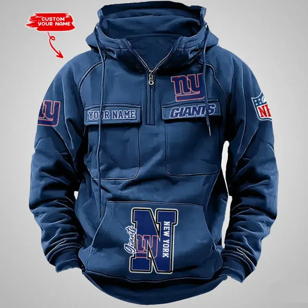 New York Giants Half Zipper Men's Tactical Hoodies AZVMHD662 - Image 4