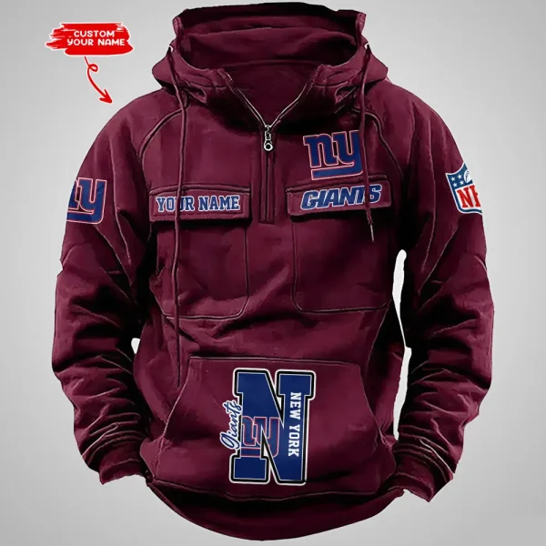 New York Giants Half Zipper Men's Tactical Hoodies AZVMHD662 - Image 5