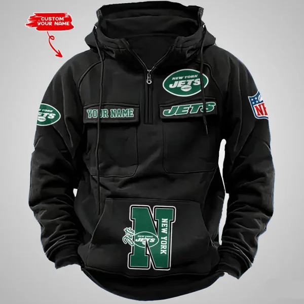 New York Jets Half Zipper Men's Tactical Hoodies AZVMHD663 - Image 2