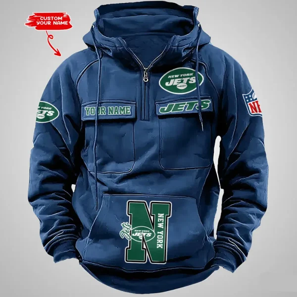 New York Jets Half Zipper Men's Tactical Hoodies AZVMHD663 - Image 4