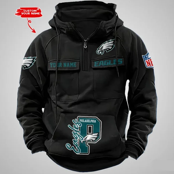 Philadelphia Eagles Half Zipper Men's Tactical Hoodies AZVMHD664 - Image 3