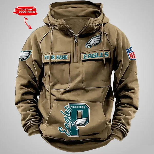 Philadelphia Eagles Half Zipper Men's Tactical Hoodies AZVMHD664