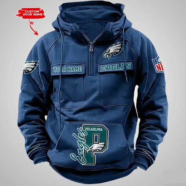 Philadelphia Eagles Half Zipper Men's Tactical Hoodies AZVMHD664 - Image 5