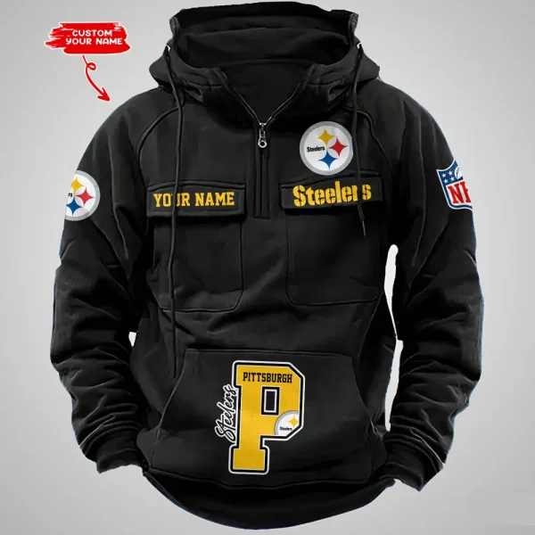 Pittsburgh Steelers Half Zipper Men's Tactical Hoodies AZVMHD665 - Image 2