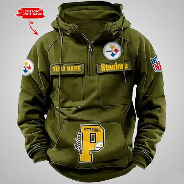 Pittsburgh Steelers Half Zipper Men's Tactical Hoodies AZVMHD665