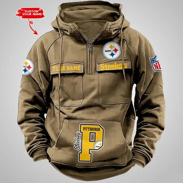 Pittsburgh Steelers Half Zipper Men's Tactical Hoodies AZVMHD665 - Image 3