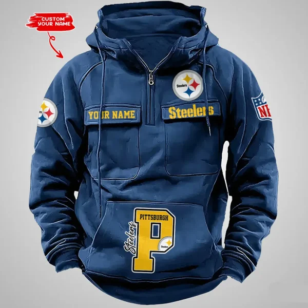 Pittsburgh Steelers Half Zipper Men's Tactical Hoodies AZVMHD665 - Image 4