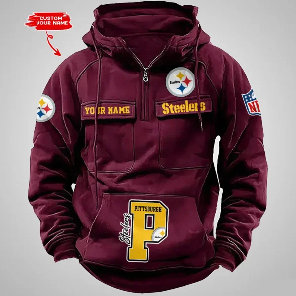 Pittsburgh Steelers Half Zipper Men's Tactical Hoodies AZVMHD665 - Image 5