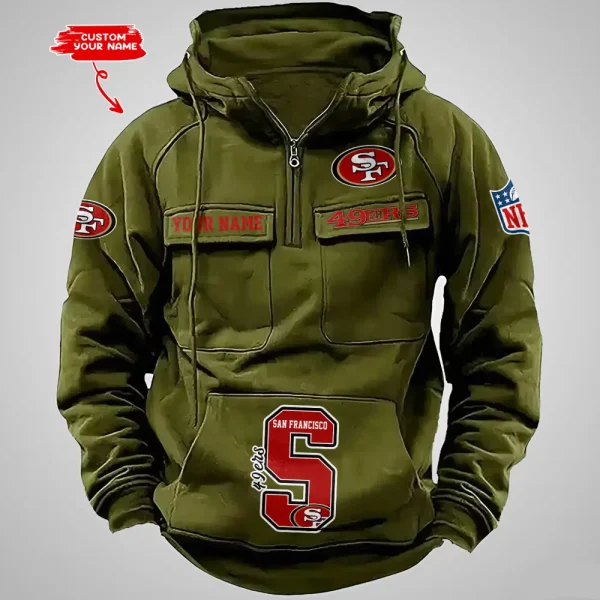 San Francisco 49ers Half Zipper Men's Tactical Hoodies AZVMHD666 - Image 3