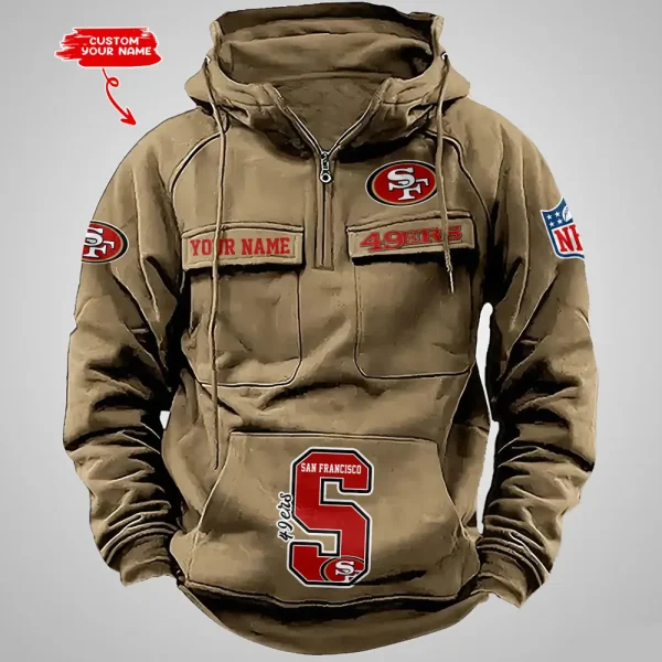 San Francisco 49ers Half Zipper Men's Tactical Hoodies AZVMHD666 - Image 4