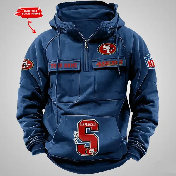 San Francisco 49ers Half Zipper Men's Tactical Hoodies AZVMHD666 - Image 5