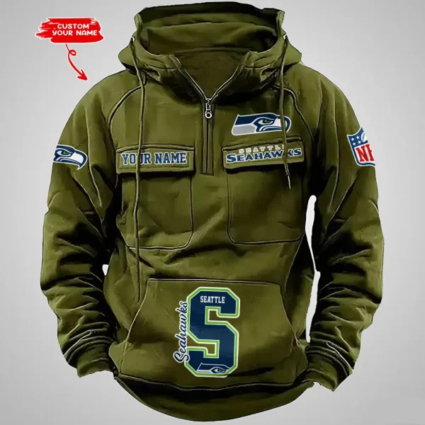 Seattle Seahawks Half Zipper Men's Tactical Hoodies AZVMHD667