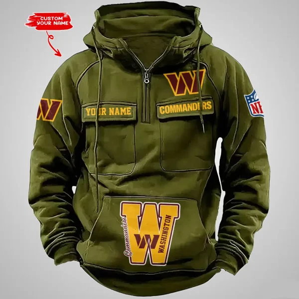 Washington Commanders Half Zipper Men's Tactical Hoodies AZVMHD669 - Image 3