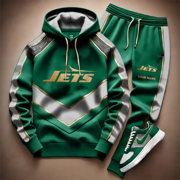 NFL New York Jets Combo Hoodie Long Pants And AirForce1 Sneakers Gift For Fan