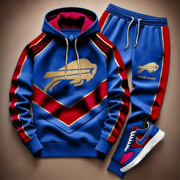 NFL Buffalo Bills Combo Hoodie Long Pants And AirForce1 Sneakers Gift For Fan