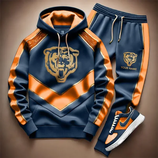 NFL Chicago Bears Combo Hoodie Long Pants And AirForce1 Sneakers Gift For Fan