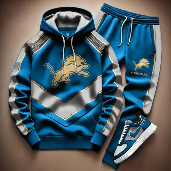 NFL Detroit Lions Combo Hoodie Long Pants And AirForce1 Sneakers Gift For Fan