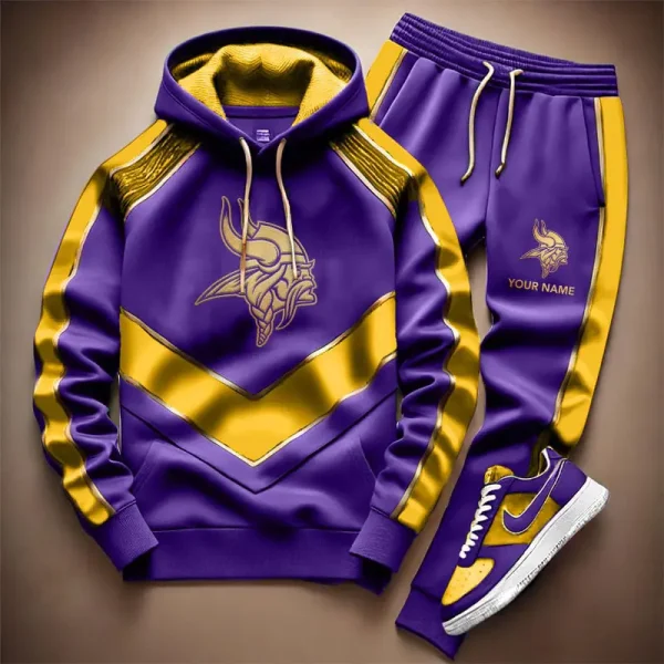 NFL Minnesota Vikings Combo Hoodie Long Pants And AirForce1 Sneakers Gift For Fan