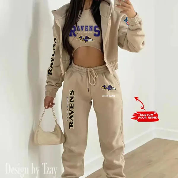 Baltimore Ravens Women's Outfit Winter Athleisure 3 Piece Set SPTWAL3PS003 - Image 3