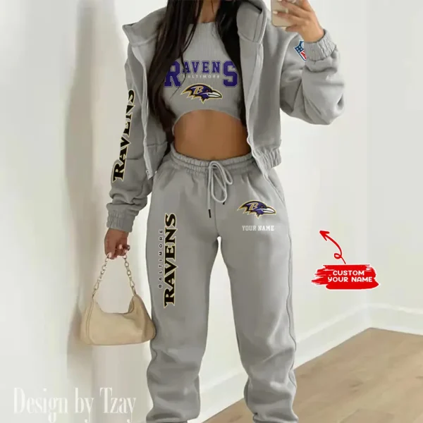 Baltimore Ravens Women's Outfit Winter Athleisure 3 Piece Set SPTWAL3PS003