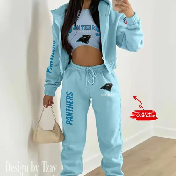 Carolina Panthers Women's Outfit Winter Athleisure 3 Piece Set SPTWAL3PS005 - Image 4