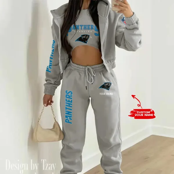 Carolina Panthers Women's Outfit Winter Athleisure 3 Piece Set SPTWAL3PS005 - Image 8