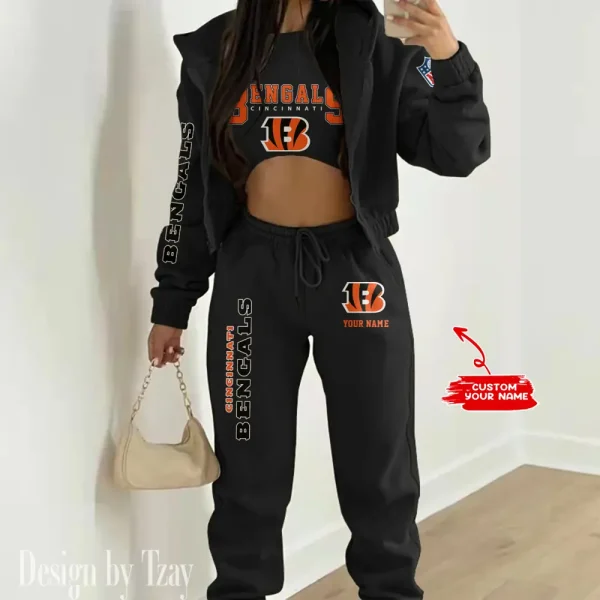 Cincinnati Bengals Women's Outfit Winter Athleisure 3 Piece Set SPTWAL3PS007 - Image 2