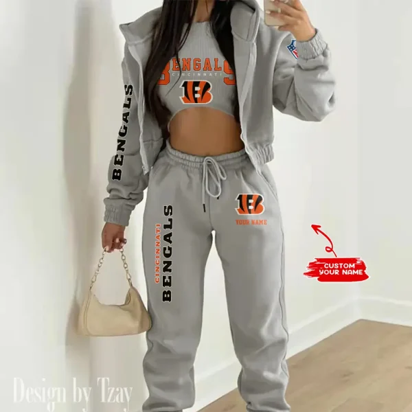 Cincinnati Bengals Women's Outfit Winter Athleisure 3 Piece Set SPTWAL3PS007 - Image 3