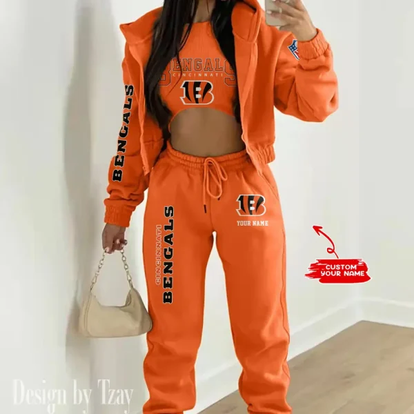 Cincinnati Bengals Women's Outfit Winter Athleisure 3 Piece Set SPTWAL3PS007 - Image 5