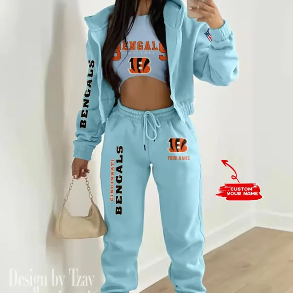 Cincinnati Bengals Women's Outfit Winter Athleisure 3 Piece Set SPTWAL3PS007 - Image 7