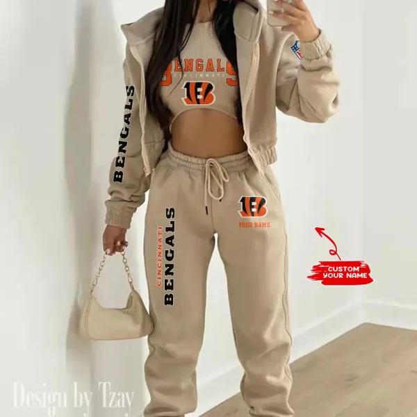 Cincinnati Bengals Women's Outfit Winter Athleisure 3 Piece Set SPTWAL3PS007 - Image 8