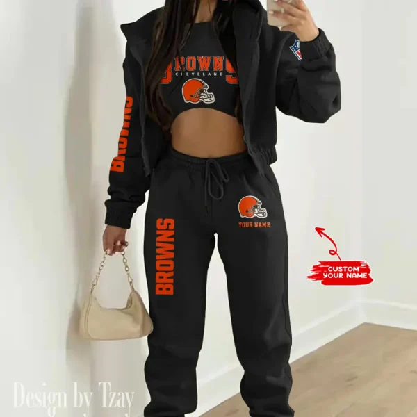 Cleveland Browns Women's Outfit Winter Athleisure 3 Piece Set SPTWAL3PS008 - Image 2