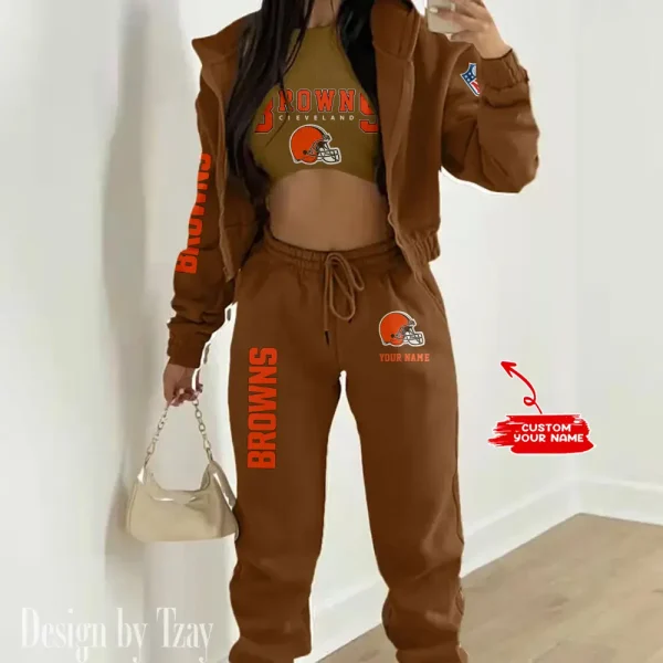 Cleveland Browns Women's Outfit Winter Athleisure 3 Piece Set SPTWAL3PS008 - Image 3