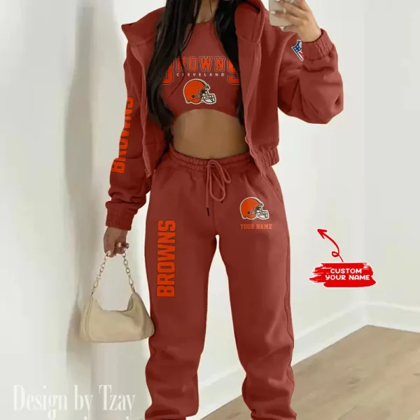 Cleveland Browns Women's Outfit Winter Athleisure 3 Piece Set SPTWAL3PS008 - Image 7