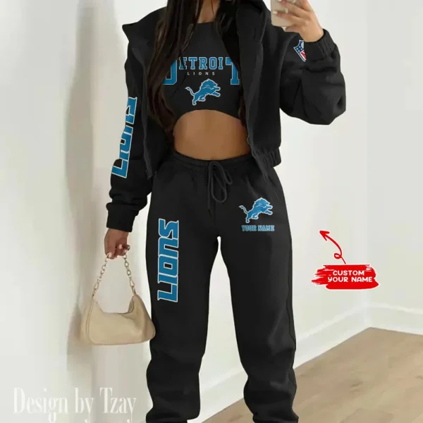 Detroit Lions Women's Outfit Winter Athleisure 3 Piece Set SPTWAL3PS011 - Image 2