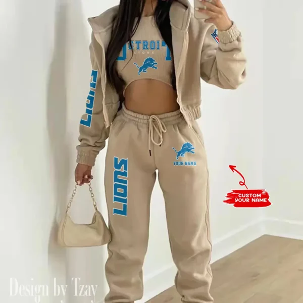 Detroit Lions Women's Outfit Winter Athleisure 3 Piece Set SPTWAL3PS011 - Image 3