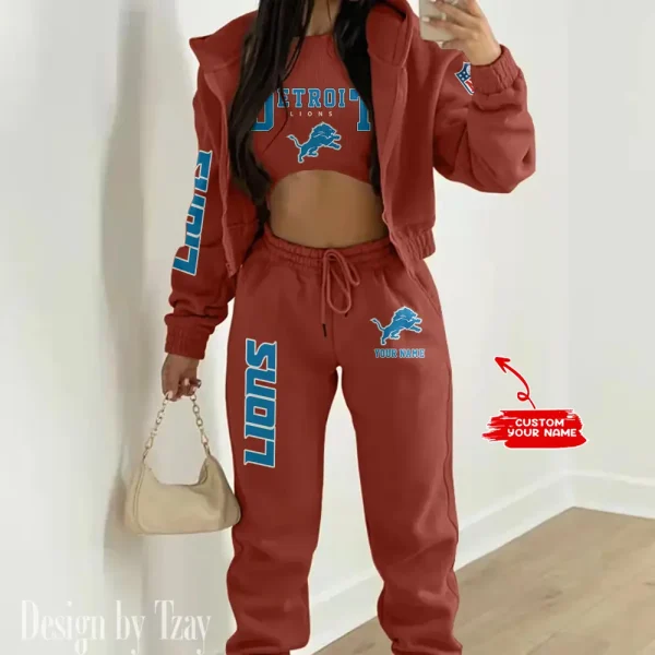 Detroit Lions Women's Outfit Winter Athleisure 3 Piece Set SPTWAL3PS011 - Image 7