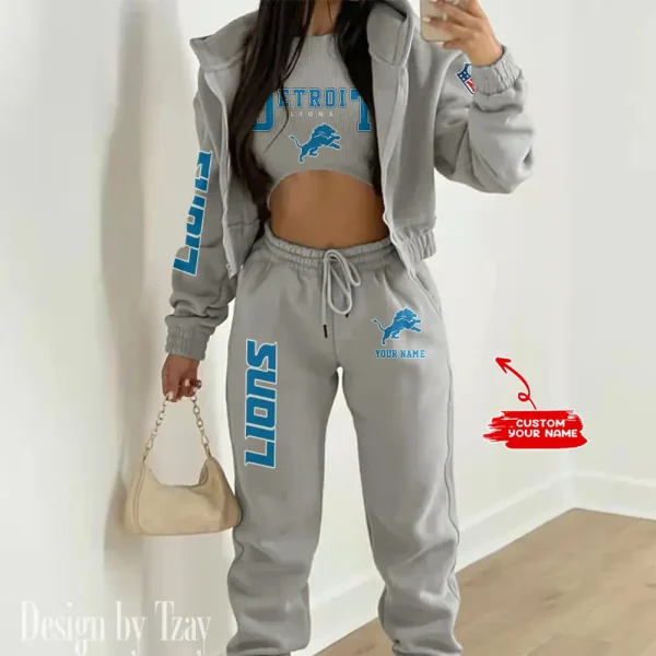 Detroit Lions Women's Outfit Winter Athleisure 3 Piece Set SPTWAL3PS011 - Image 8