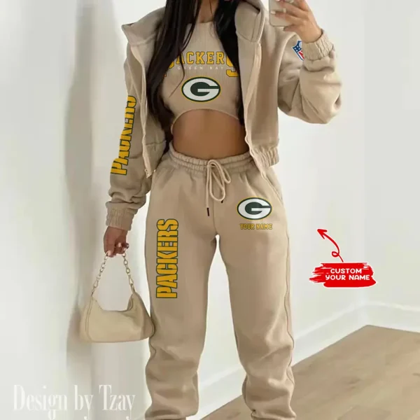 Green Bay Packers Women's Outfit Winter Athleisure 3 Piece Set SPTWAL3PS012 - Image 2