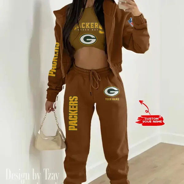 Green Bay Packers Women's Outfit Winter Athleisure 3 Piece Set SPTWAL3PS012 - Image 3