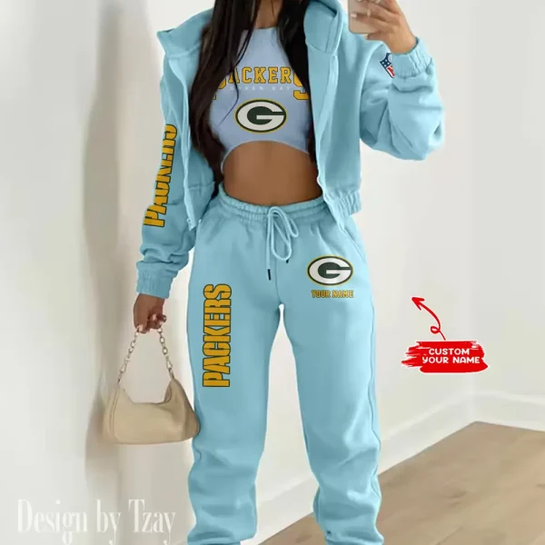 Green Bay Packers Women's Outfit Winter Athleisure 3 Piece Set SPTWAL3PS012 - Image 4