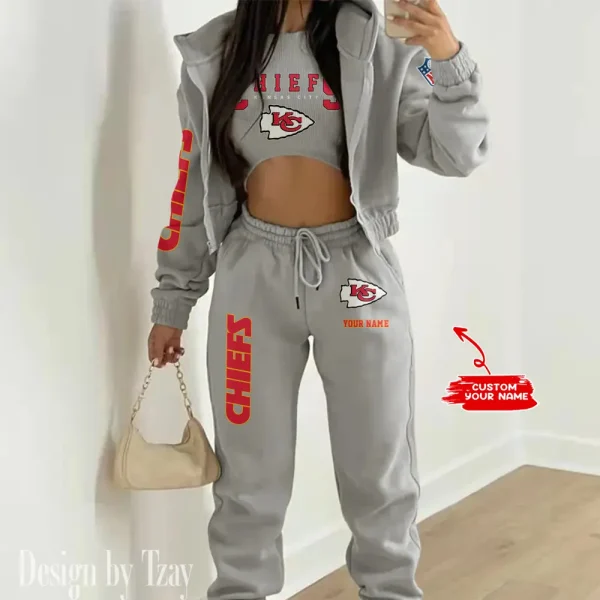 Kansas City Chiefs Women's Outfit Winter Athleisure 3 Piece Set SPTWAL3PS016 - Image 2