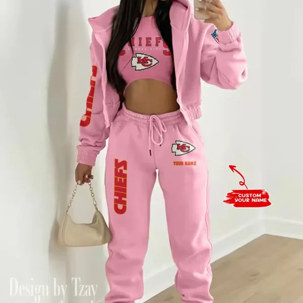 Kansas City Chiefs Women's Outfit Winter Athleisure 3 Piece Set SPTWAL3PS016 - Image 4